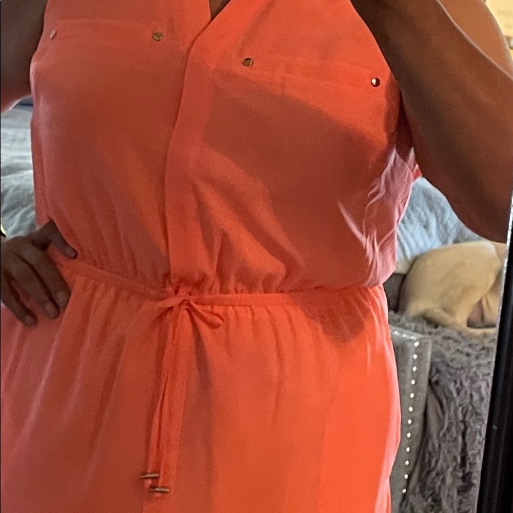 Orange button up dress
